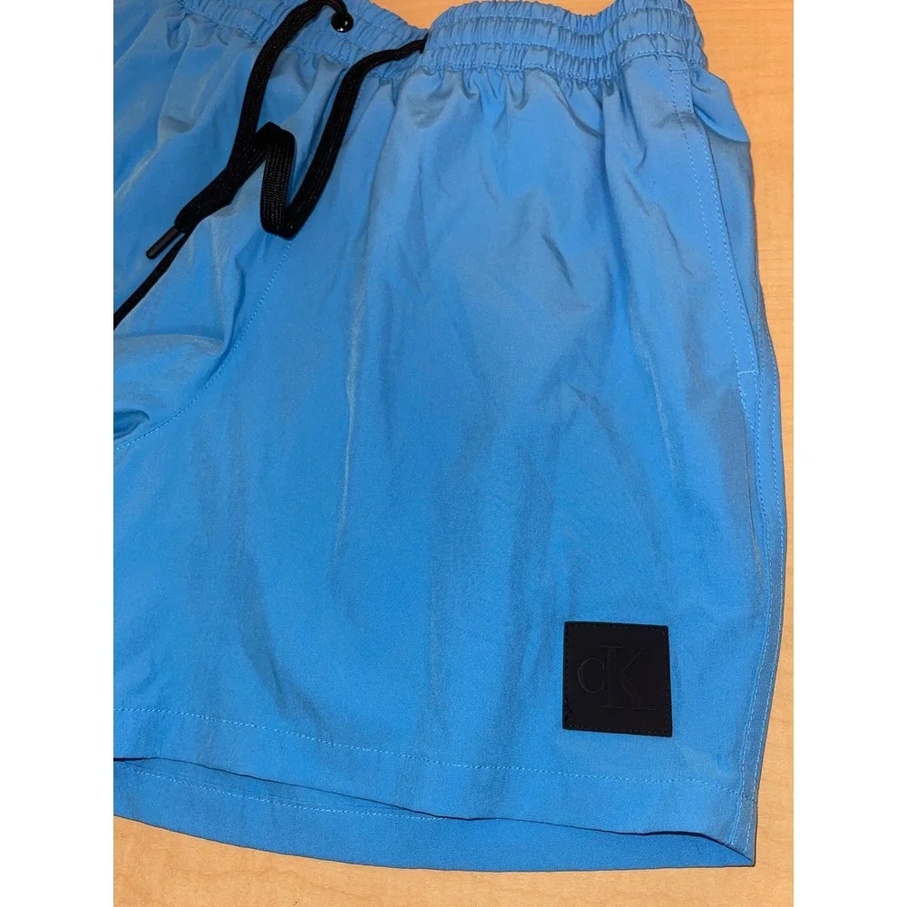 Calvin Klein Swimwear Mens Light Blue Drawstring Mesh Lined Swim Trunks Size M
